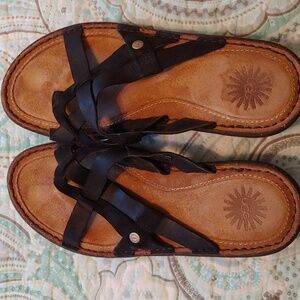 UGG size 8, black leather, flip flop
